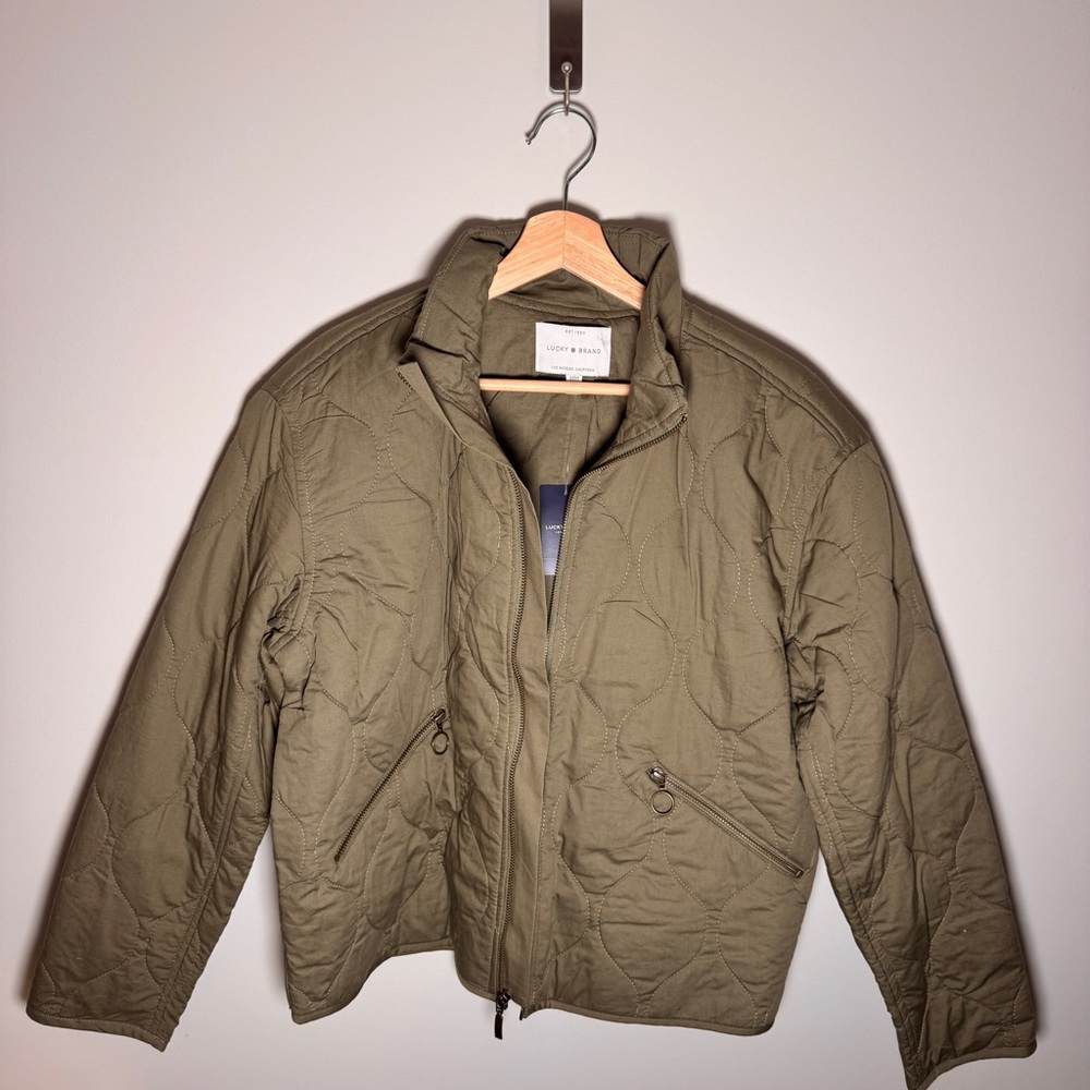 NWT Lucky Brand Quilted Jacket in Olive Women’s Medium